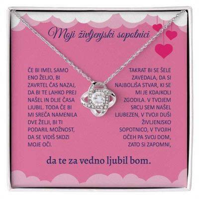 My Life Companions - 14k White Gold Pendant (Gold Plated, Over Stainless Steel) and Stainless Steel LOVE Necklace