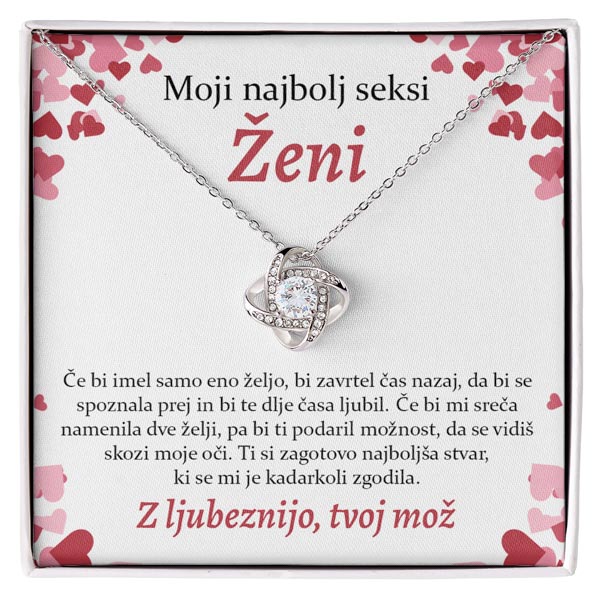 Love Knot Necklace, Silver, Pendant, Message Card