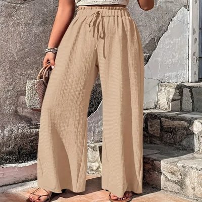 Solid High Waist Wide Leg Pants | STRIDERS