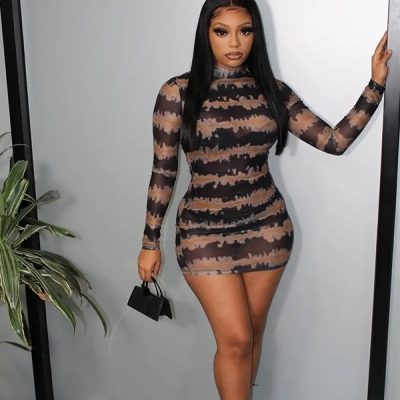 Abstract Print Bodycon Dress | CHICARA
