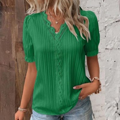 Hollow Short-sleeved Women's Shirt Tops | HOLLOWTOP