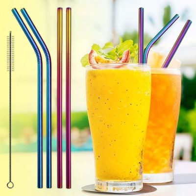4x reusable steel straws