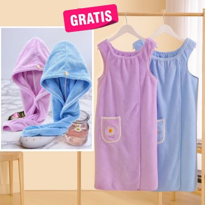 Quick Drying Hair Towel (2 pcs) + Soft Bathrobe Bundle FOR FREE | HAIRLINA