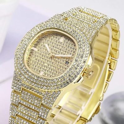 Luxury watch with decorative crystals