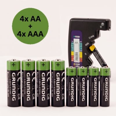 8x rechargeable AA + AAA batteries