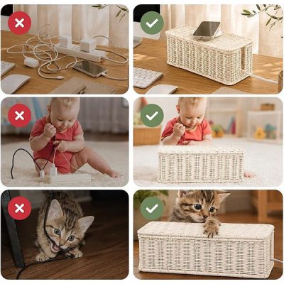 Handmade rattan cable organizer | RATTIBOX