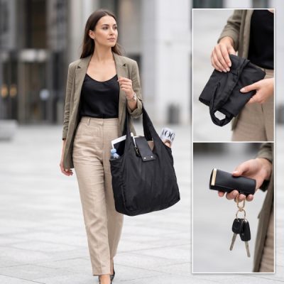 Foldable vegan leather tote | SHIFTBAG